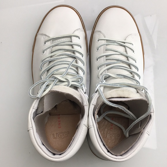 Ugg Hoyt Luxe White Leather Sneakers Mens New - Picture 4 of 8